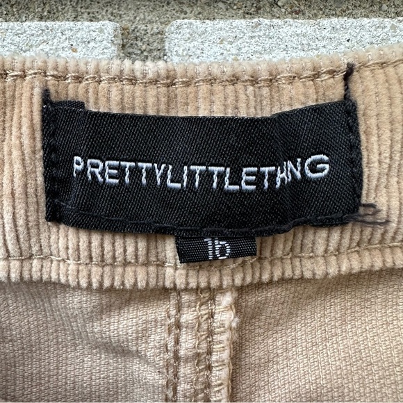 NWT Pretty Little Thing A-line Corduroy Mini Skirt Stone Cord Cammie Tan 12 - Picture 11 of 12